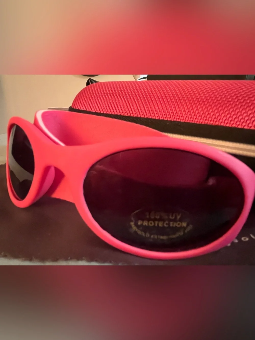 Baby Solo Bright Pink Infant Sunglasses with Matching Pink Hard Case